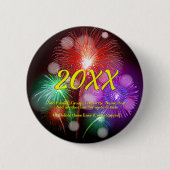 年の変更、名前の追加文字新年の花火 缶バッジ (正面)