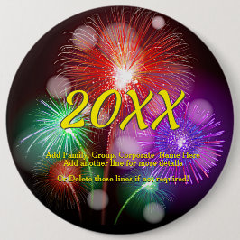 年の変更、名前の追加文字新年の花火 缶バッジ