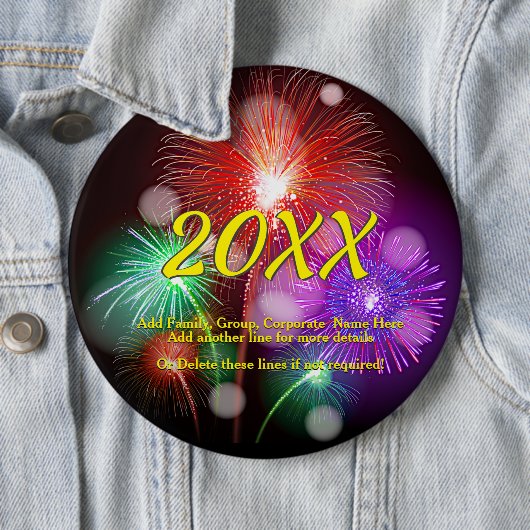 年の変更、名前の追加文字新年の花火 缶バッジ (インサイチュ)
