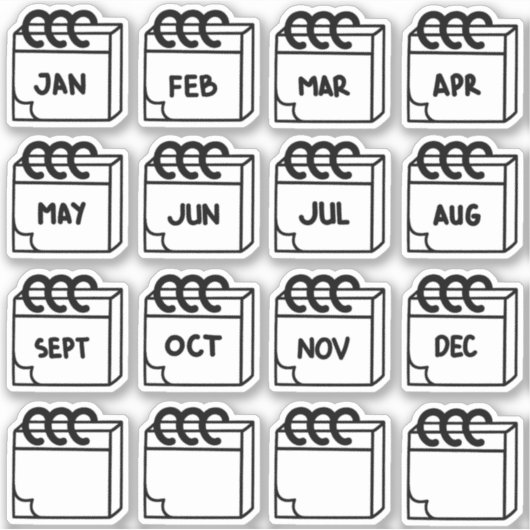 年の数々の月 シール (正面)