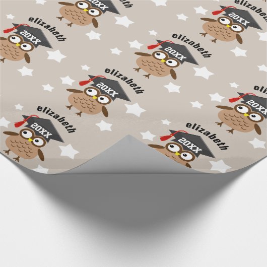 年の新しい卒業生の名前A02Aのかわいいフクロウのクラス ラッピングペーパー (角)