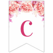 年の旗のピンクの水彩画の花の卒業生のクラス バンティングフラッグ (第2の旗)