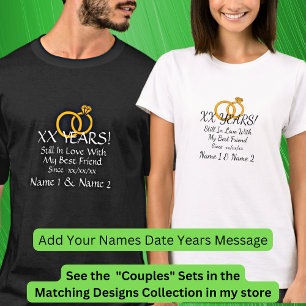 年の日付、名前、記念日結婚のカップルの追加 Tシャツ