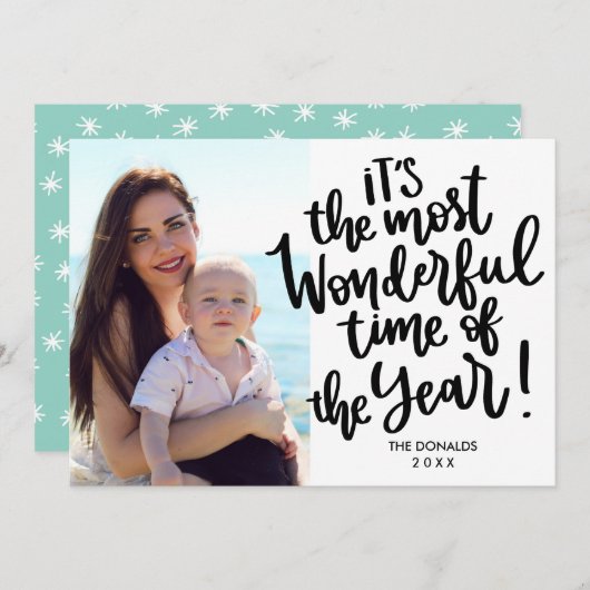 年の最も素晴らしい時間 |ホワイト・ホリデー・フォト 招待状 (正面/裏面)