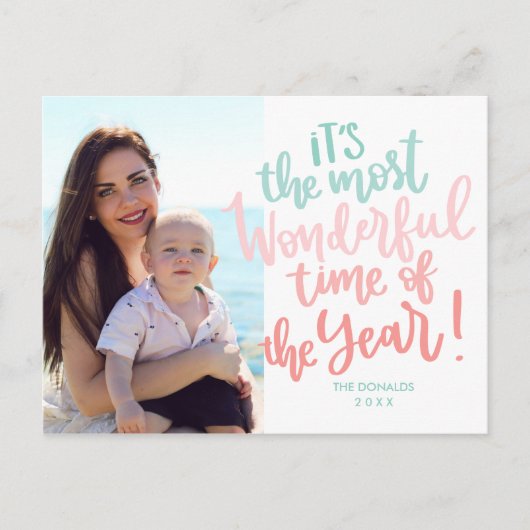 年の最も素晴らしい時間 |青い休日の写真 ポストカード (正面)