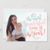 年の最も素晴らしい時間 |青い休日の写真 招待状 (正面)