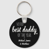 年の最高のパパに投票した人…白黒 キーホルダー (正面)