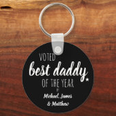 年の最高のパパに投票した人…白黒 キーホルダー (正面)
