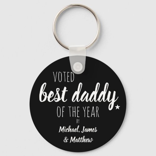 年の最高のパパに投票した人…白黒 キーホルダー (裏面)