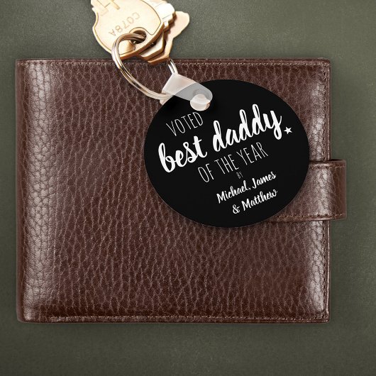 年の最高のパパに投票した人…白黒 キーホルダー