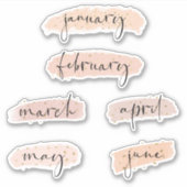 年の月–1月から6月までの金ゴールドバラ シール (正面)