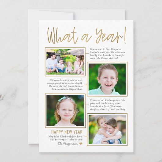 年の概要編集可能な色の新年の写真カード シーズンカード (正面)