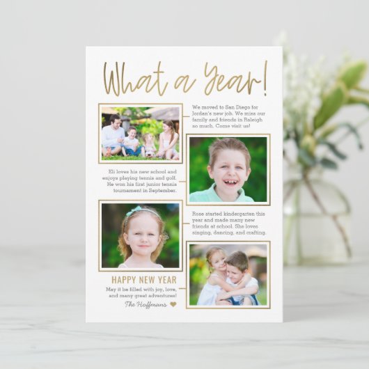 年の概要編集可能な色の新年の写真カード シーズンカード (スタンド正面)