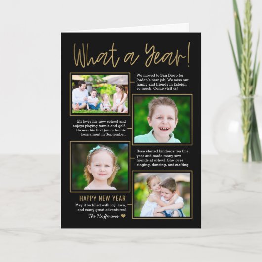 年の概要編集可能な色の新年の写真カード シーズンカード (正面)