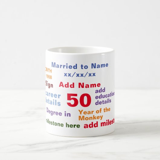 年の生まれ節目誕生日ギフトカスタム コーヒーマグカップ (中央)