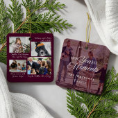 年の瞬間ファミリーフォトコラージュとキャプション セラミックオーナメント