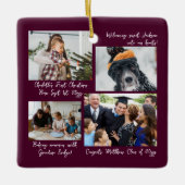 年の瞬間ファミリーフォトコラージュとキャプション セラミックオーナメント (正面)