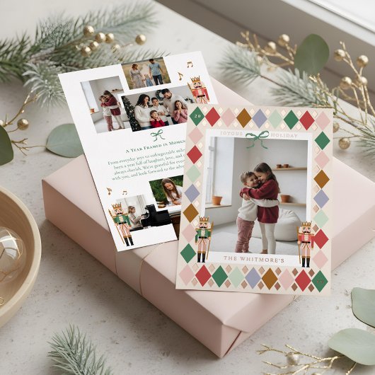 年の瞬間フォトコラージュくるみ割りアーガイル器 箔シーズンカード