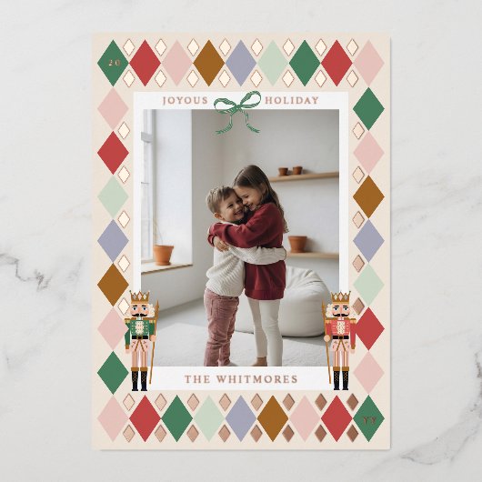 年の瞬間フォトコラージュくるみ割りアーガイル器 箔シーズンカード (正面)