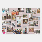 年の瞬間25家族の写真コラージュ&キャプション ラッピングペーパーシート (正面)