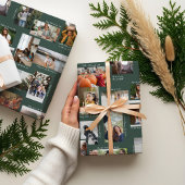 年の瞬間25家族の写真コラージュ&キャプション ラッピングペーパーシート