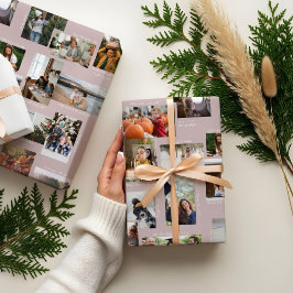 年の瞬間25家族の写真コラージュ&キャプション ラッピングペーパーシート