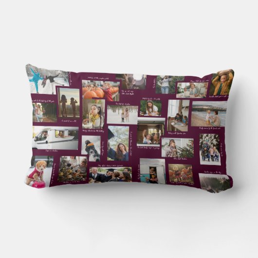 年の瞬間25家族の写真コラージュ&キャプション ランバークッション (裏面)