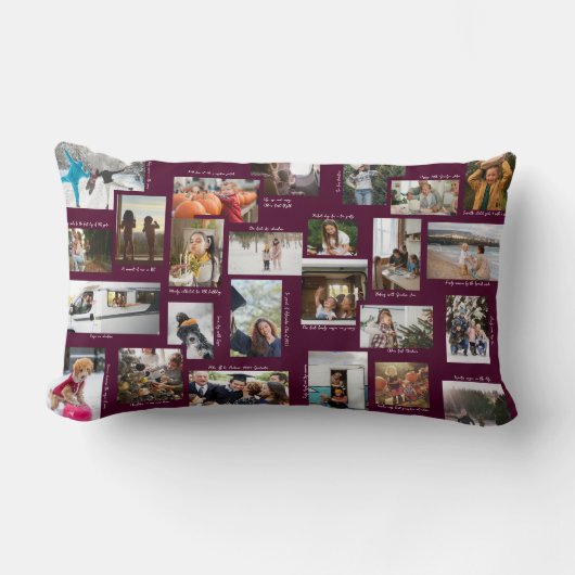 年の瞬間25家族の写真コラージュ&キャプション ランバークッション (正面)