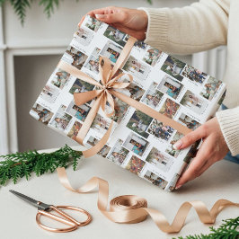 年の瞬間8家族の写真コラージュとキャプション ラッピングペーパー