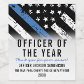 年の細い青い線のフラグの警察官 ワインラベル (シングルラベル)