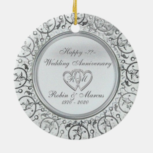 年の結婚記念日のオーナメントを挿入して下さい セラミックオーナメント (裏面)
