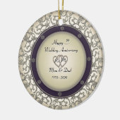 年の結婚記念日を挿入して下さい セラミックオーナメント (左)