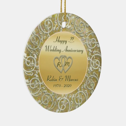年の結婚記念日を挿入して下さい セラミックオーナメント (右)