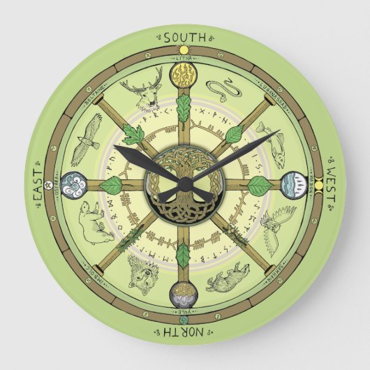 年の車輪 ラージ壁時計 (正面)