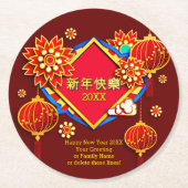 年の追加の名前の編集中国の文字20XX年 ラウンドペーパーコースター (正面)