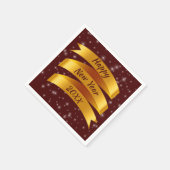 年の追加文字新年20xx金ゴールドリボン スタンダードカクテルナプキン (角)