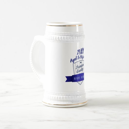 年の追加、生まれ誕生日マイルストーンギフト男性へ ビールジョッキ (正面左)