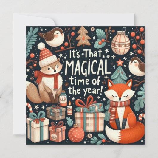年の魔法の時間 – クリスマスキツネ シーズンカード (正面)