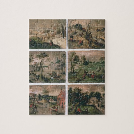 年の12か月: 1月、2月、 ジグソーパズル (縦)