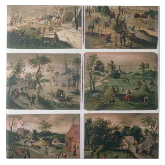 年の12か月: 1月、2月、 タイル (正面)