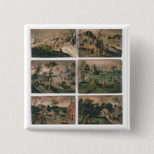 年の12か月: 1月、2月、 缶バッジ (正面)