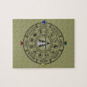 年の(占星術の)十二宮図のSabbatsのRunesの車輪 ジグソーパズル (横)