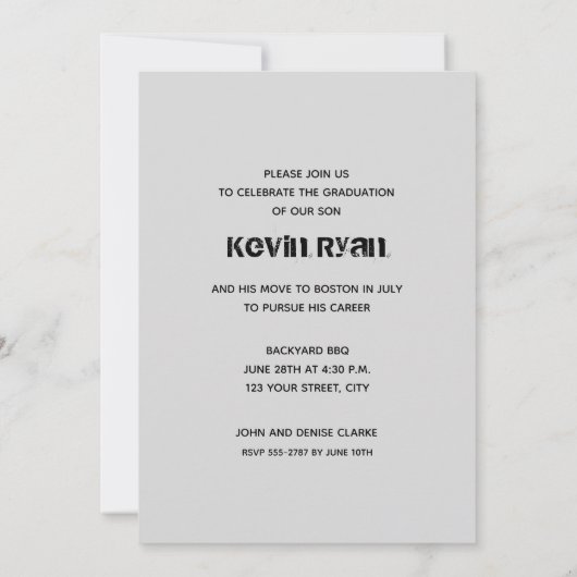 年はっきりした写真卒業パーティー 招待状 (裏面)