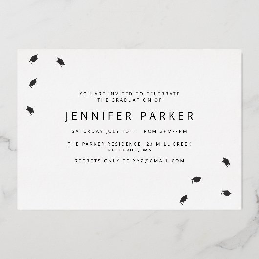 年はっきりした卒業発表フォイルカード 箔招待状 (裏面)