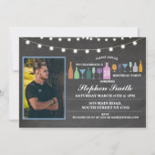 年への応援年齢の誕生日メンズバーの飲み物 招待状 (正面)