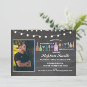 年への応援年齢の誕生日メンズバーの飲み物 招待状 (スタンド正面)