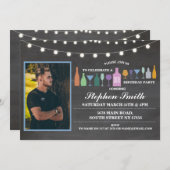 年への応援年齢の誕生日メンズバーの飲み物 招待状 (正面/裏面)