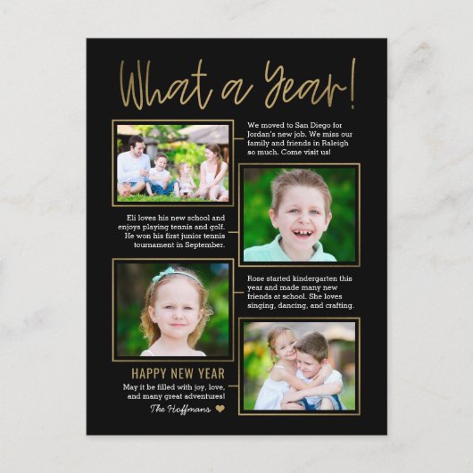 年をまとめる 編集可能な色の新年のポストカード シーズンポストカード (正面)