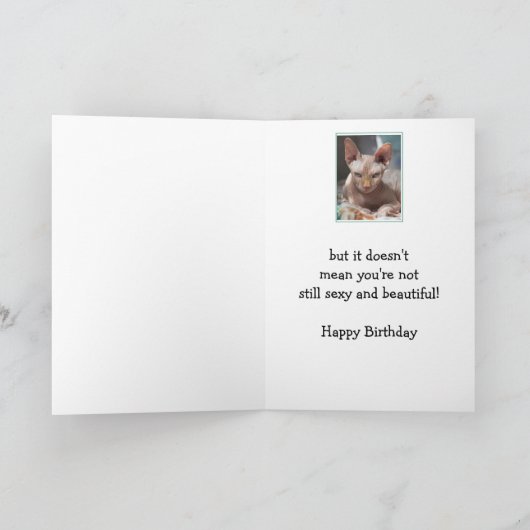 年を取るとしわのハッピーバースデーおもしろい カード (内部)