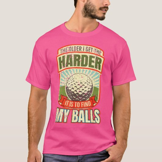 年を取るとボールを見つけるのが難しくなる Tシャツ (正面)